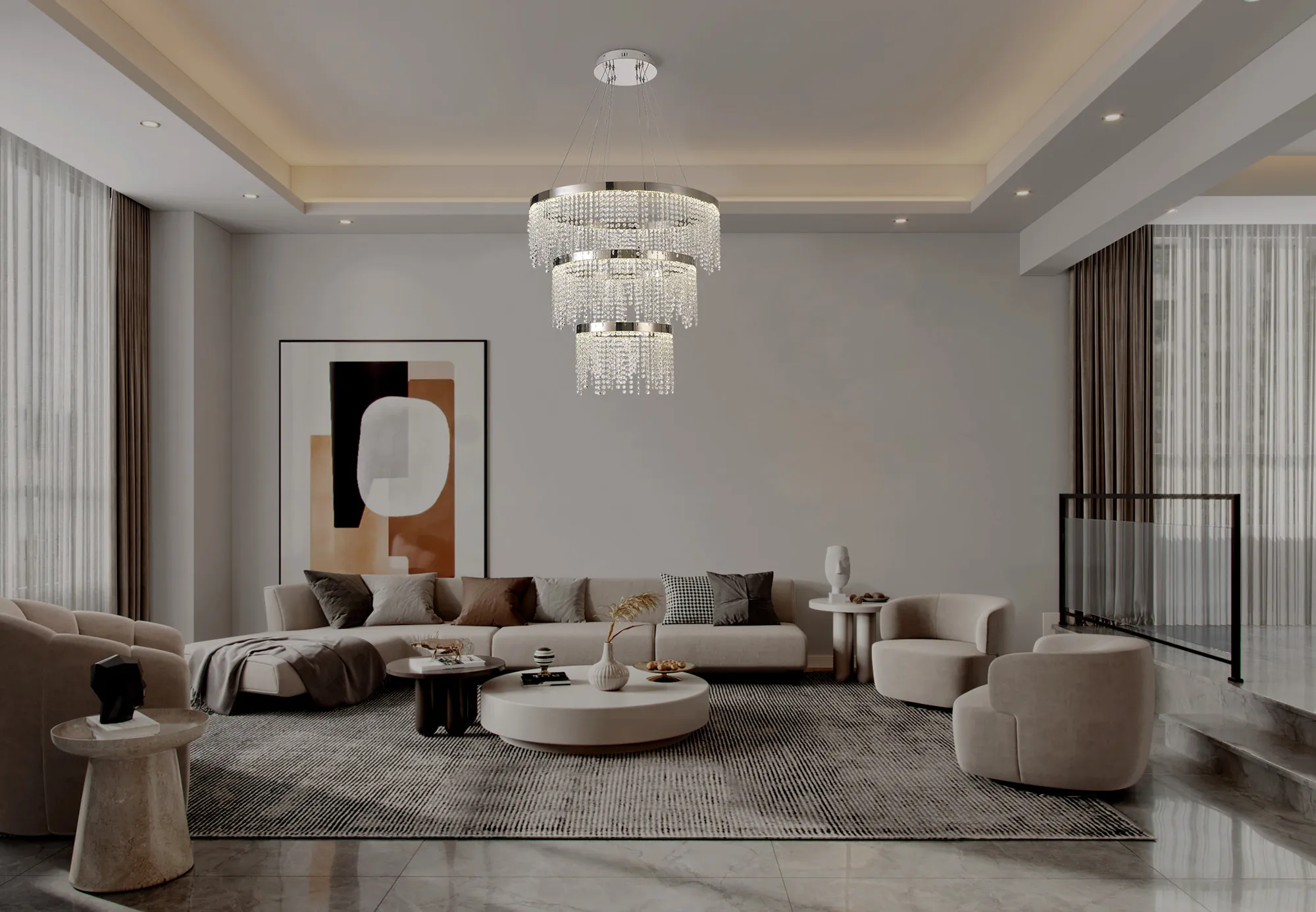 Bano Polished Chrome Crystal Floor Lamps Diyas Designer Floor Lamps 